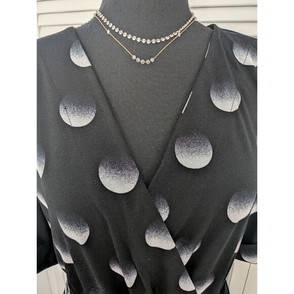 Apt. 9 Dress Women's XL Black White Faux Wrap Stretch Polkadot Casual Corpcore - Picture 2 of 12